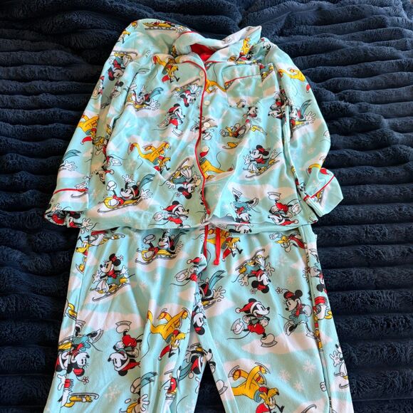 Disney 100 Mickey Minnie Ice Skating Soft and Cozy Pajama Sleepwear Set | Size M - Picture 1 of 8